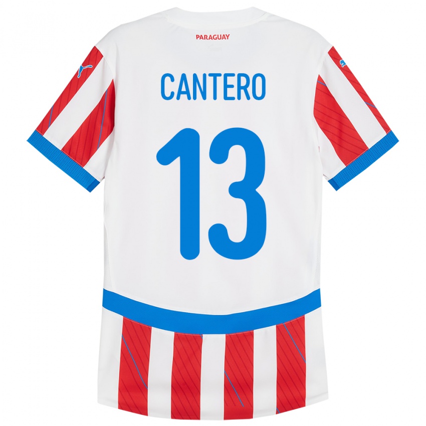 Niño Camiseta Paraguay Alexis Cantero #13 Blanco Rojo 1ª Equipación 24-26 La Camisa México