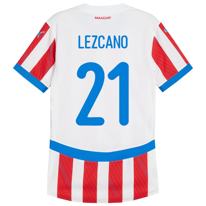 Niño Camiseta Paraguay Rubén Lezcano #21 Blanco Rojo 1ª Equipación 24-26 La Camisa México