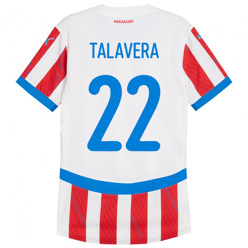 Niño Camiseta Paraguay Javier Talavera #22 Blanco Rojo 1ª Equipación 24-26 La Camisa México