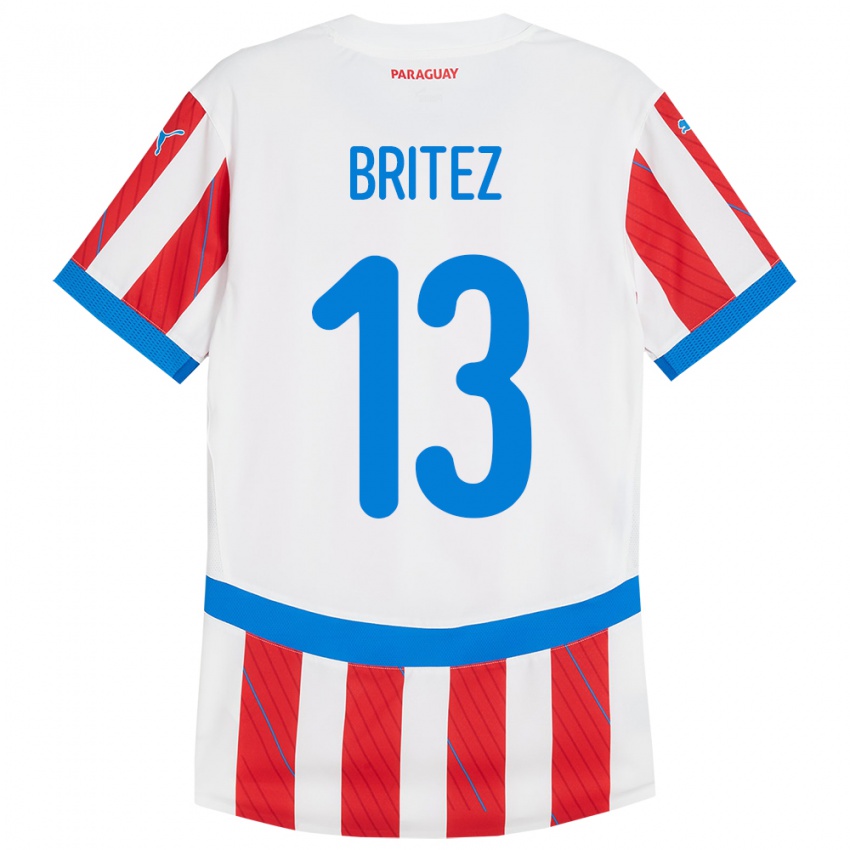 Niño Camiseta Paraguay Abel Brítez #13 Blanco Rojo 1ª Equipación 24-26 La Camisa México