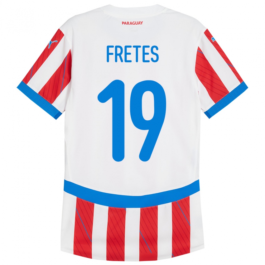 Niño Camiseta Paraguay Alexis Fretes #19 Blanco Rojo 1ª Equipación 24-26 La Camisa México