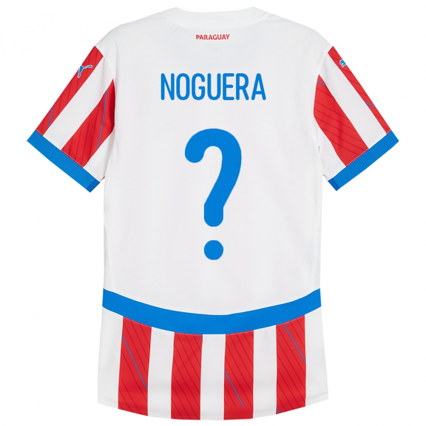 Niño Camiseta Paraguay Junior Noguera #0 Blanco Rojo 1ª Equipación 24-26 La Camisa México