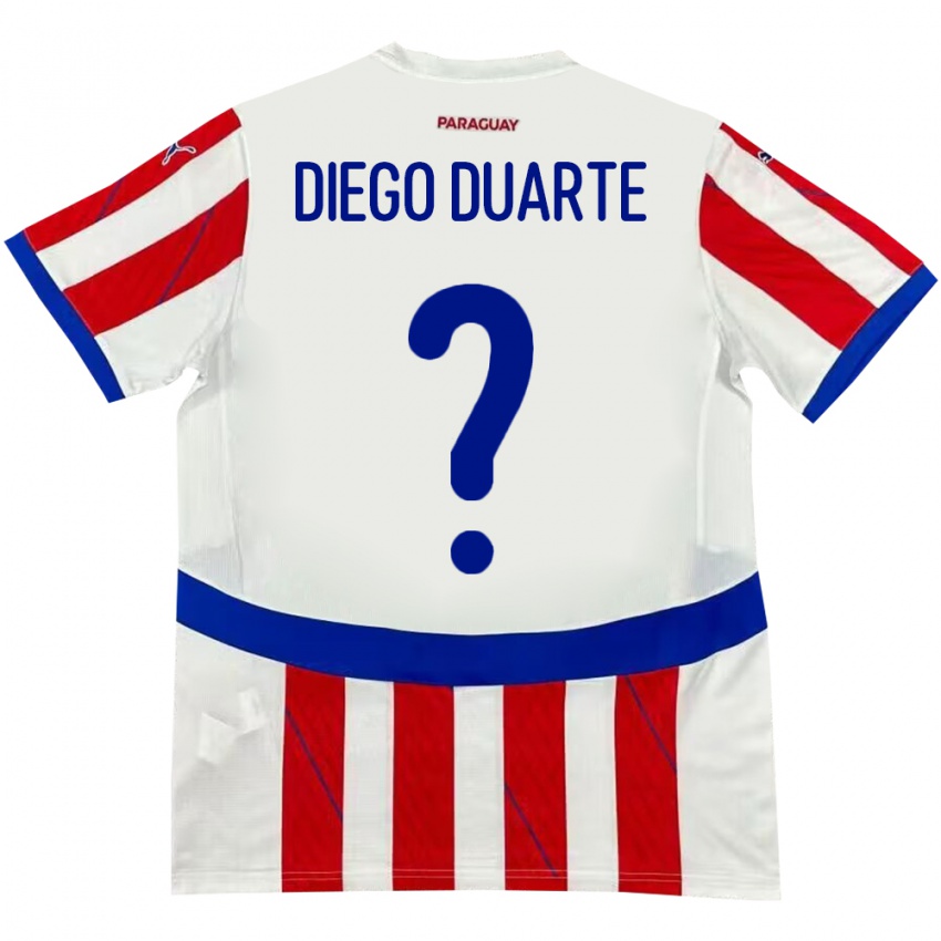 Niño Camiseta Paraguay Diego Duarte #0 Blanco Rojo 1ª Equipación 24-26 La Camisa México