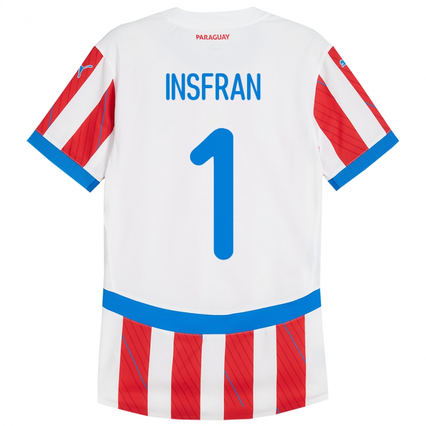 Niño Camiseta Paraguay Facundo Insfrán #1 Blanco Rojo 1ª Equipación 24-26 La Camisa México