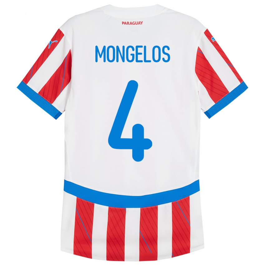 Niño Camiseta Paraguay Rolando Mongelós #4 Blanco Rojo 1ª Equipación 24-26 La Camisa México