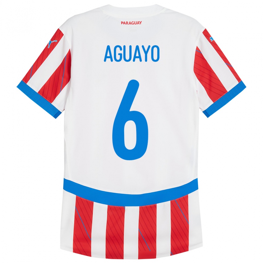 Niño Camiseta Paraguay Ángel Aguayo #6 Blanco Rojo 1ª Equipación 24-26 La Camisa México