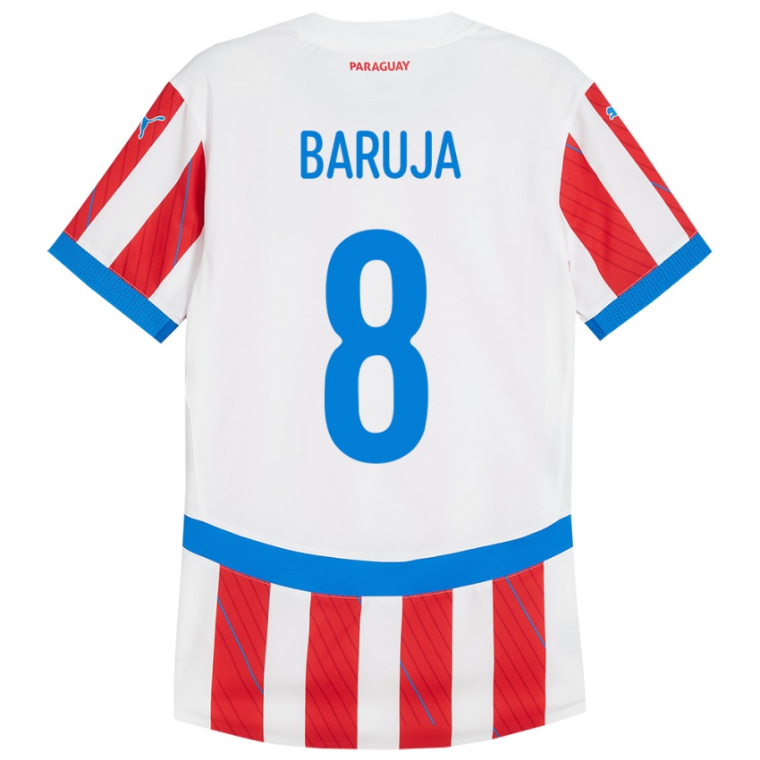 Niño Camiseta Paraguay Fabrizio Baruja #8 Blanco Rojo 1ª Equipación 24-26 La Camisa México