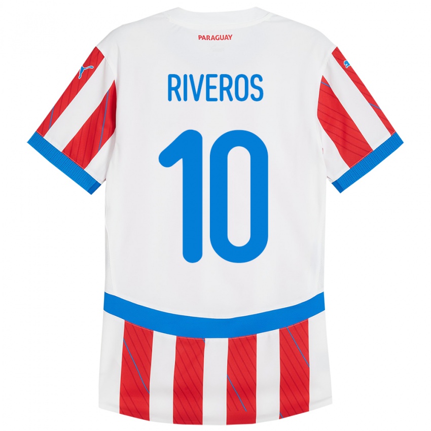 Niño Camiseta Paraguay Paulo Riveros #10 Blanco Rojo 1ª Equipación 24-26 La Camisa México