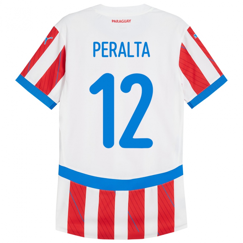 Niño Camiseta Paraguay Jesús Peralta #12 Blanco Rojo 1ª Equipación 24-26 La Camisa México