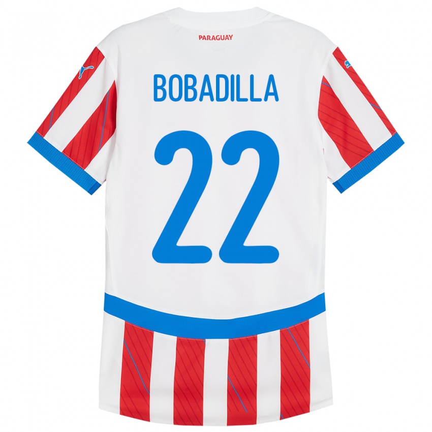 Niño Camiseta Paraguay Dylan Bobadilla #22 Blanco Rojo 1ª Equipación 24-26 La Camisa México