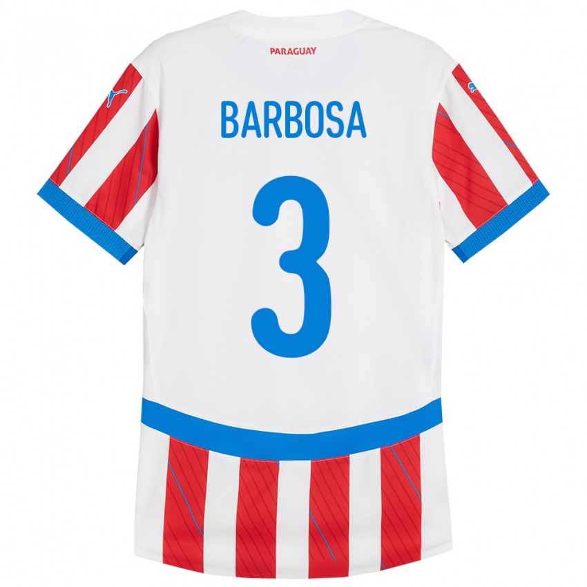 Niño Camiseta Paraguay Camila Barbosa #3 Blanco Rojo 1ª Equipación 24-26 La Camisa México