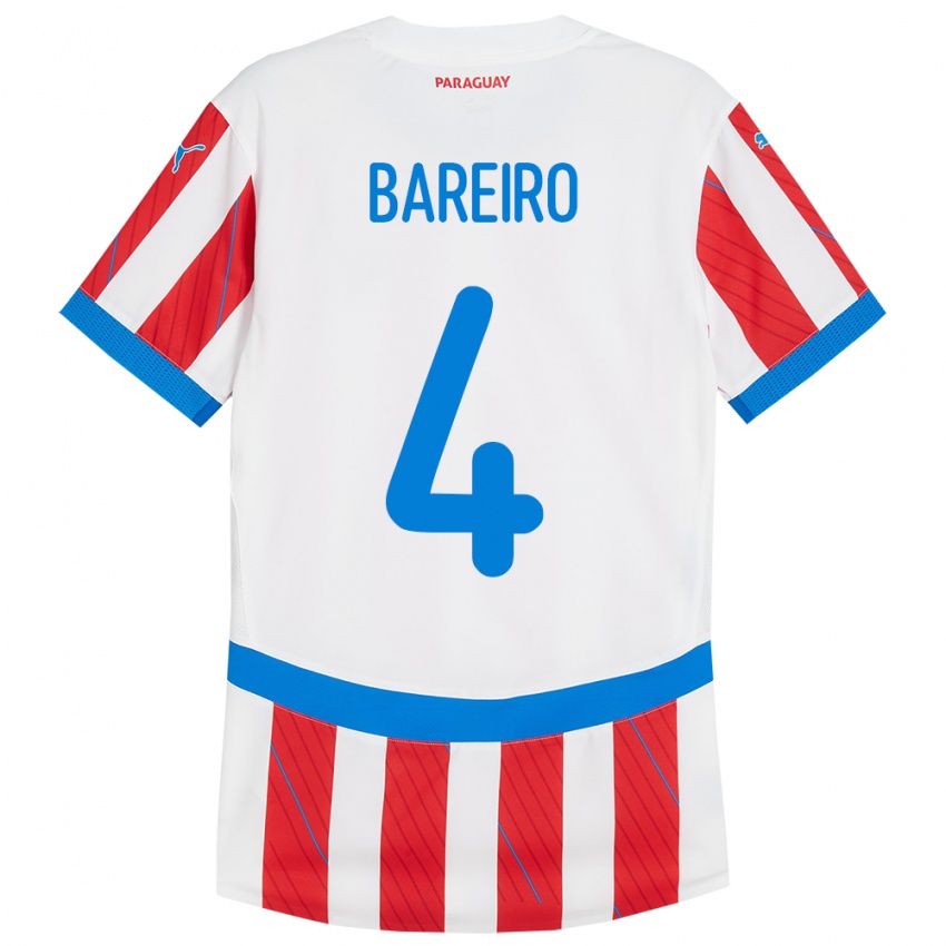 Niño Camiseta Paraguay Daysy Bareiro #4 Blanco Rojo 1ª Equipación 24-26 La Camisa México