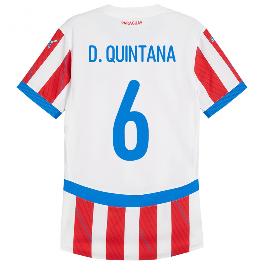 Niño Camiseta Paraguay Dulce Quintana #6 Blanco Rojo 1ª Equipación 24-26 La Camisa México