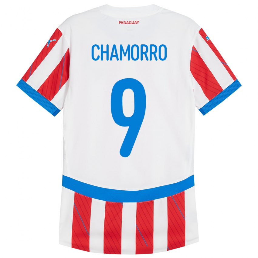 Niño Camiseta Paraguay Lice Chamorro #9 Blanco Rojo 1ª Equipación 24-26 La Camisa México