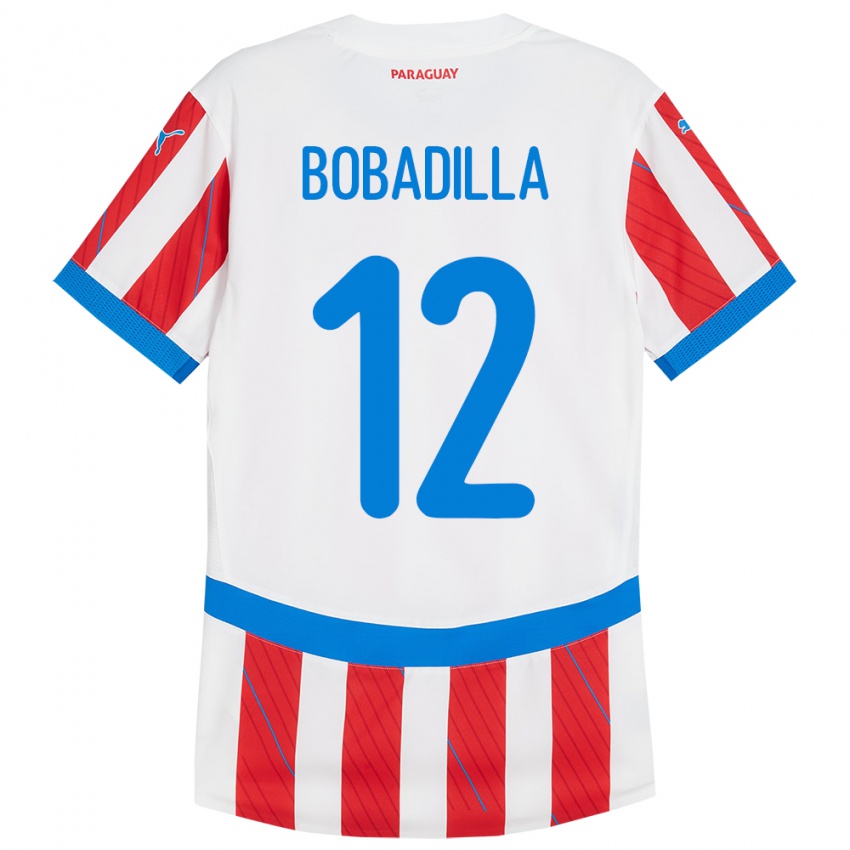 Niño Camiseta Paraguay Alicia Bobadilla #12 Blanco Rojo 1ª Equipación 24-26 La Camisa México