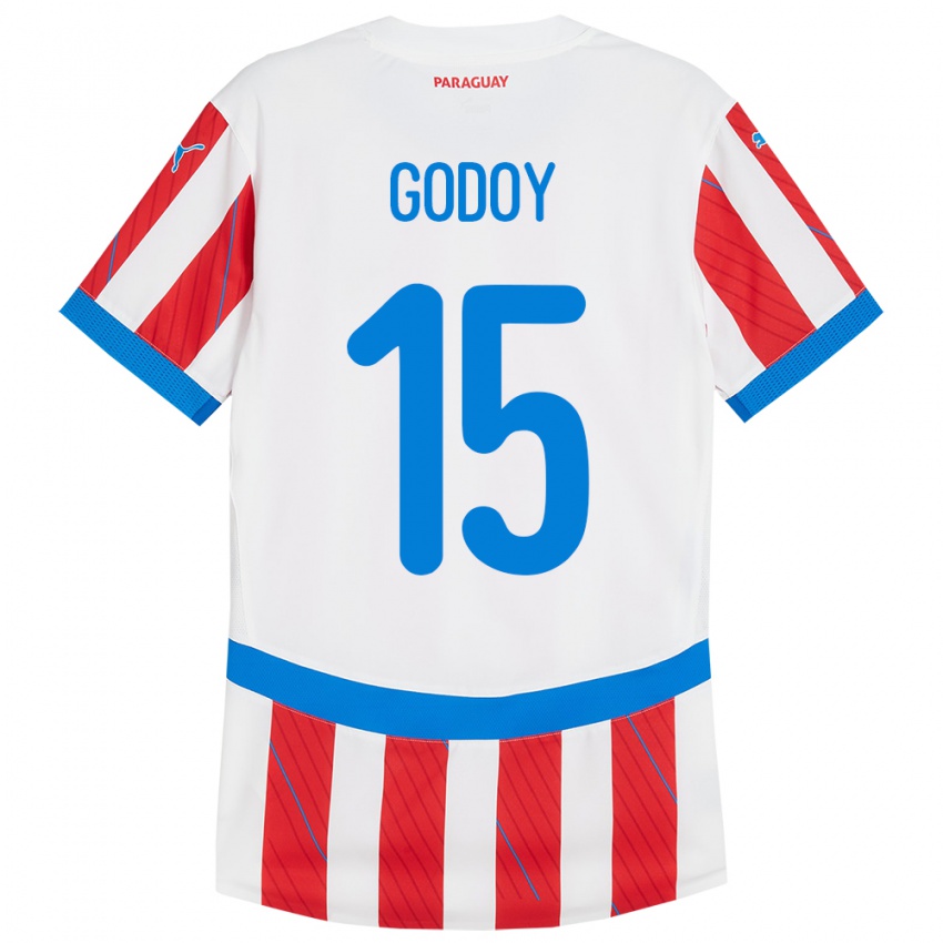 Niño Camiseta Paraguay Fanny Godoy #15 Blanco Rojo 1ª Equipación 24-26 La Camisa México