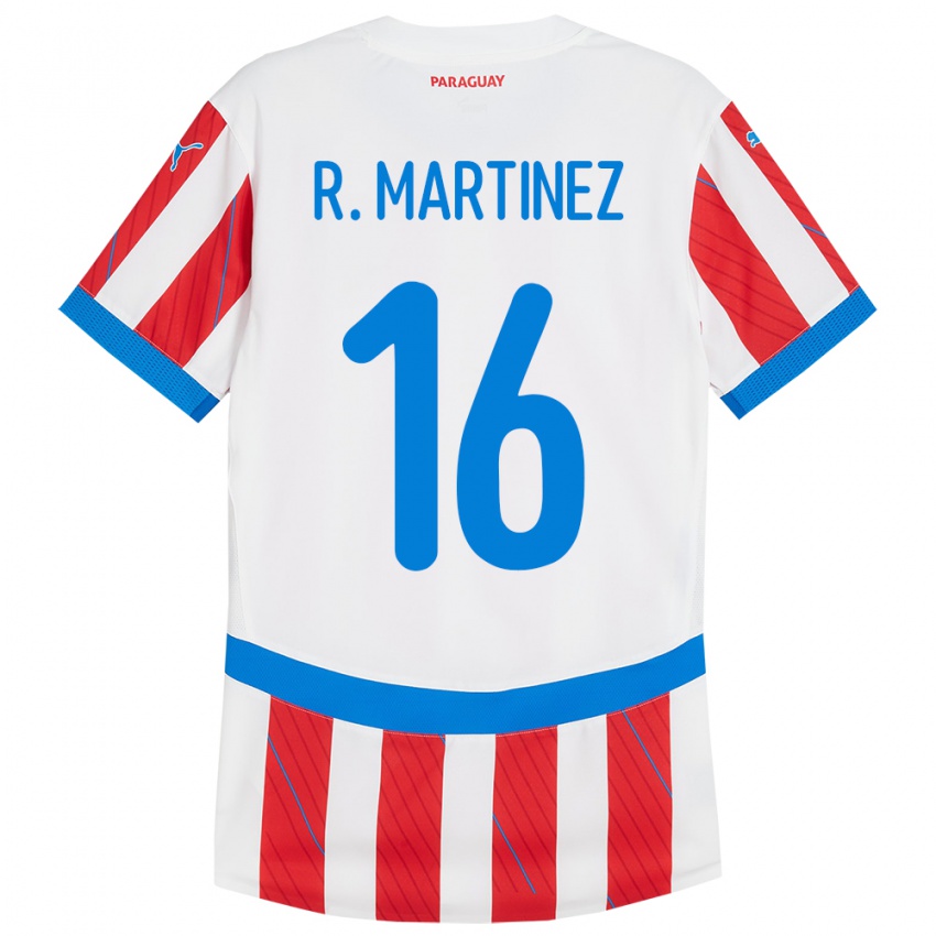 Niño Camiseta Paraguay Ramona Martínez #16 Blanco Rojo 1ª Equipación 24-26 La Camisa México