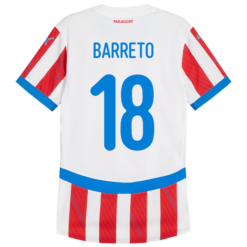 Niño Camiseta Paraguay Liz Barreto #18 Blanco Rojo 1ª Equipación 24-26 La Camisa México