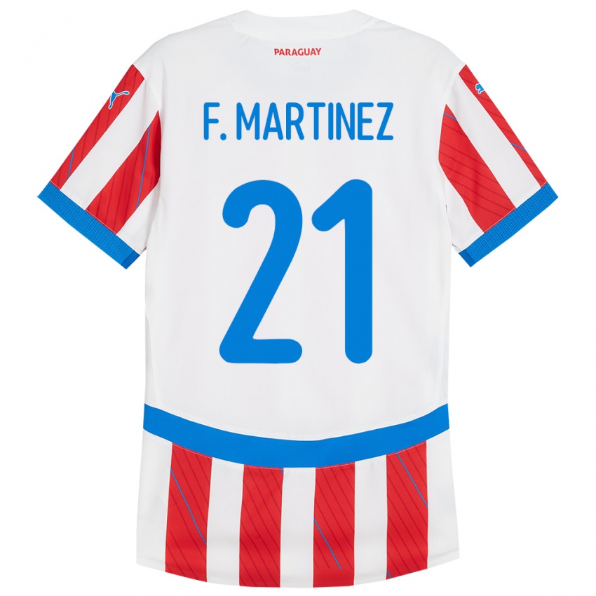 Niño Camiseta Paraguay Fiorela Martínez #21 Blanco Rojo 1ª Equipación 24-26 La Camisa México