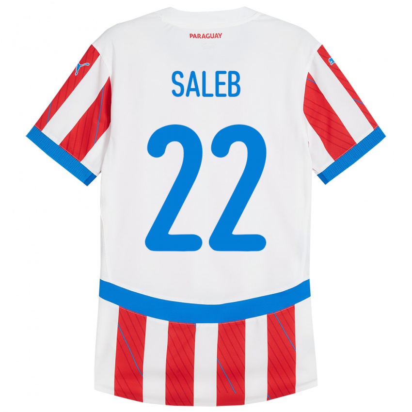 Niño Camiseta Paraguay Gloria Saleb #22 Blanco Rojo 1ª Equipación 24-26 La Camisa México