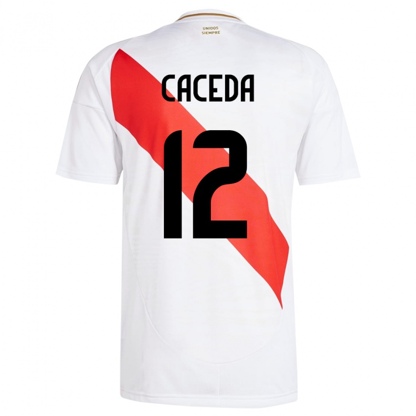 Niño Camiseta Perú Carlos Cáceda #12 Blanco 1ª Equipación 24-26 La Camisa México