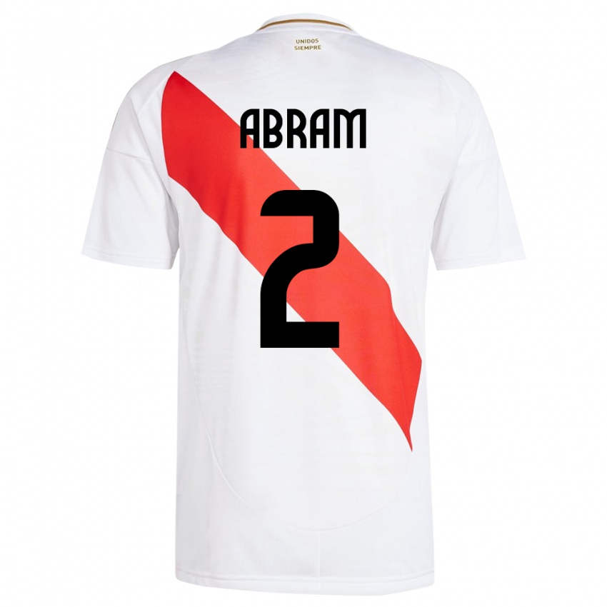 Niño Camiseta Perú Luis Abram #2 Blanco 1ª Equipación 24-26 La Camisa México