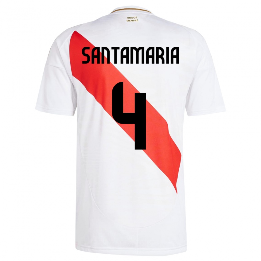 Niño Camiseta Perú Anderson Santamaría #4 Blanco 1ª Equipación 24-26 La Camisa México