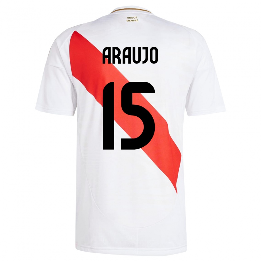 Niño Camiseta Perú Miguel Araujo #15 Blanco 1ª Equipación 24-26 La Camisa México