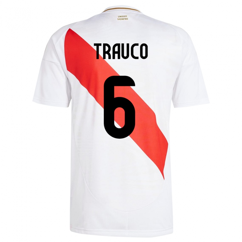 Niño Camiseta Perú Miguel Trauco #6 Blanco 1ª Equipación 24-26 La Camisa México