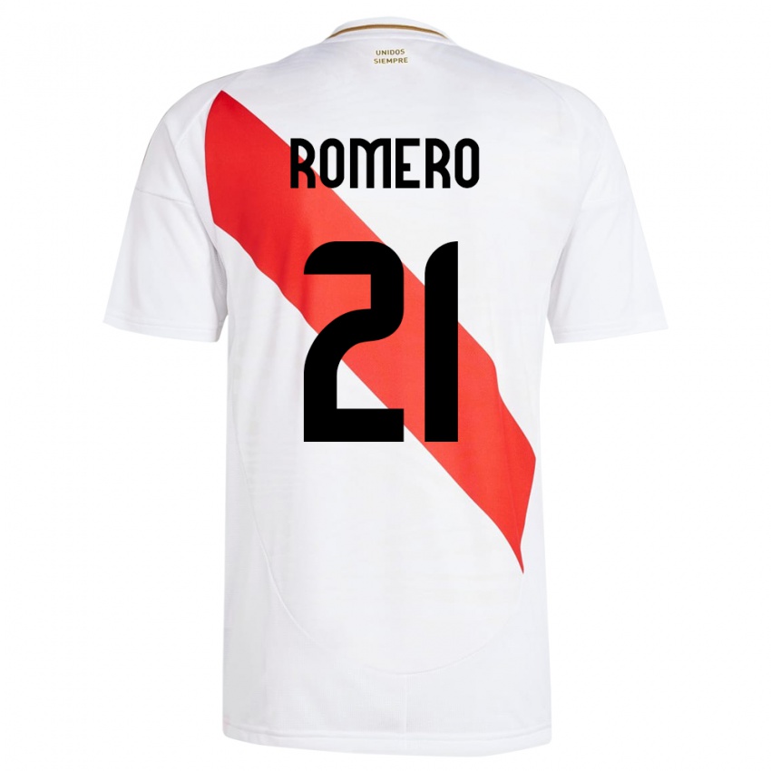 Niño Camiseta Perú Diego Romero #21 Blanco 1ª Equipación 24-26 La Camisa México