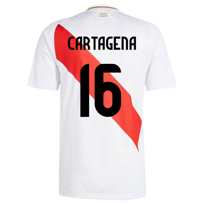 Niño Camiseta Perú Wilder Cartagena #16 Blanco 1ª Equipación 24-26 La Camisa México