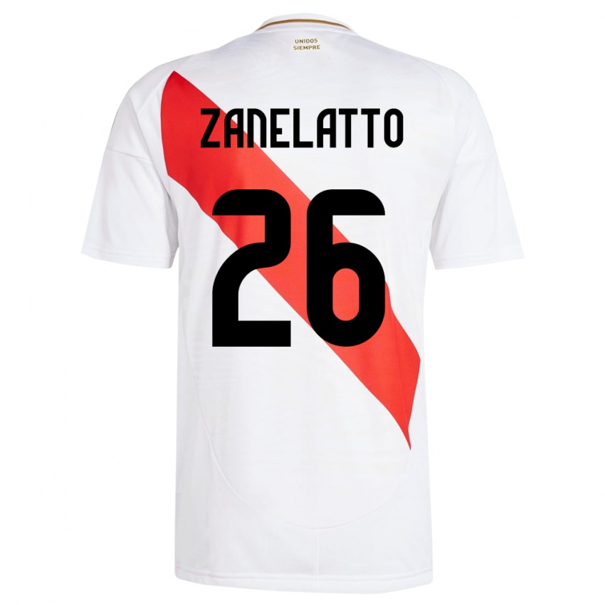 Niño Camiseta Perú Franco Zanelatto #26 Blanco 1ª Equipación 24-26 La Camisa México