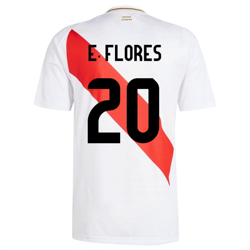 Niño Camiseta Perú Edison Flores #20 Blanco 1ª Equipación 24-26 La Camisa México