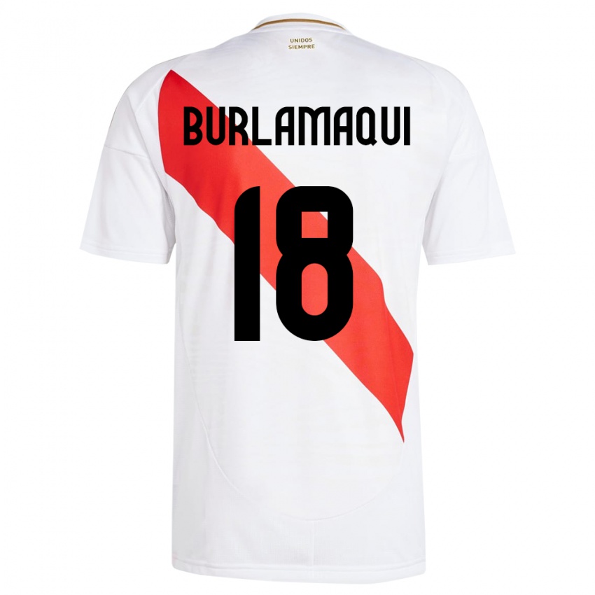 Niño Camiseta Perú Alessandro Burlamaqui #18 Blanco 1ª Equipación 24-26 La Camisa México