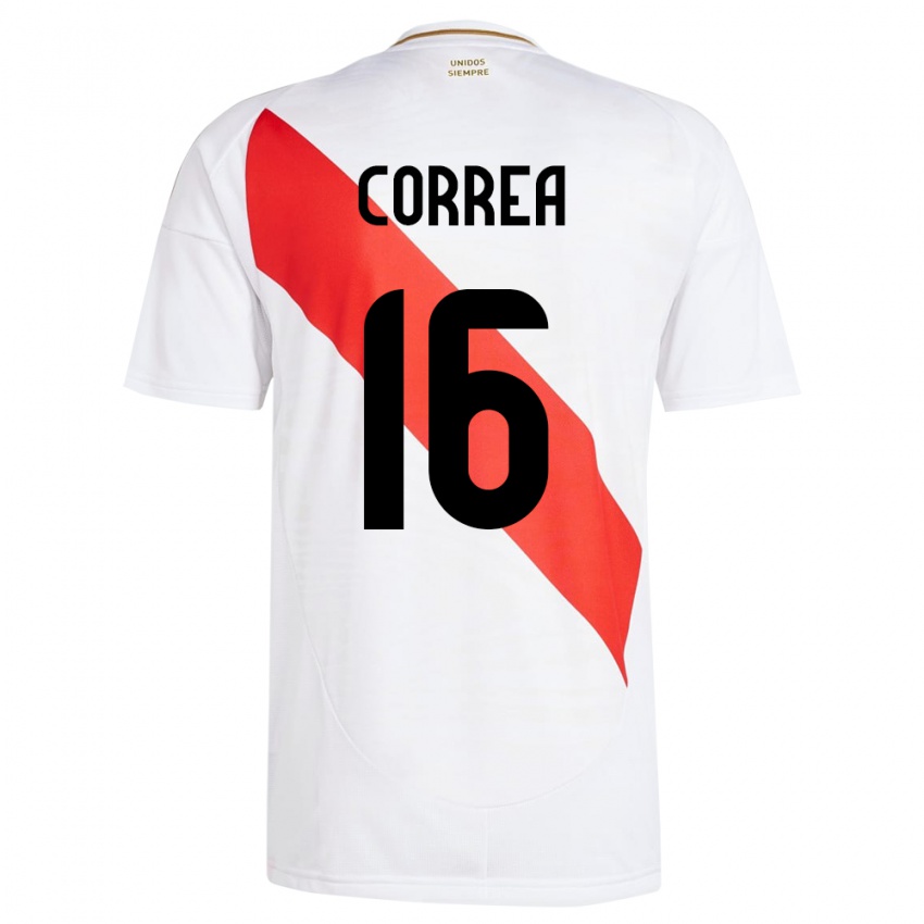 Niño Camiseta Perú Eslyn Correa #16 Blanco 1ª Equipación 24-26 La Camisa México