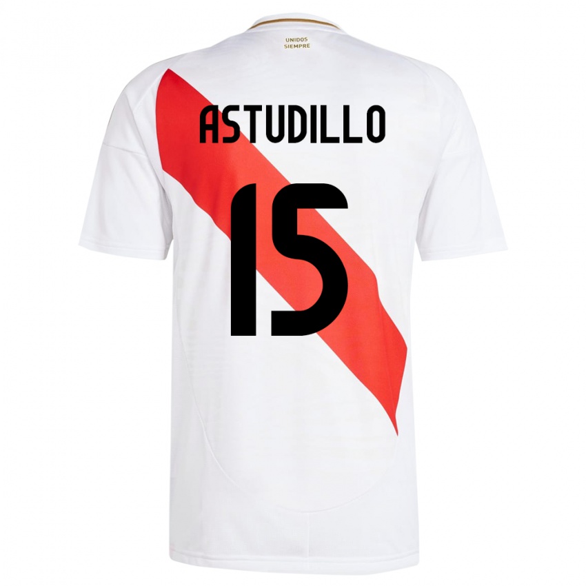 Niño Camiseta Perú Julinho Astudillo #15 Blanco 1ª Equipación 24-26 La Camisa México