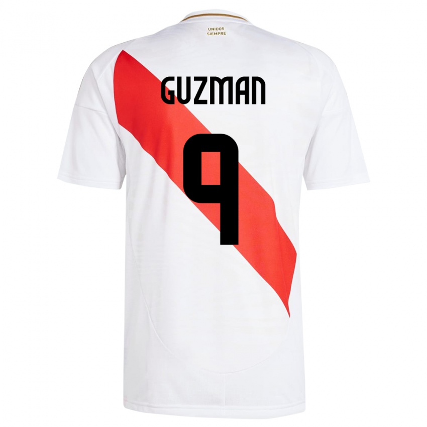 Niño Camiseta Perú Víctor Guzmán #9 Blanco 1ª Equipación 24-26 La Camisa México