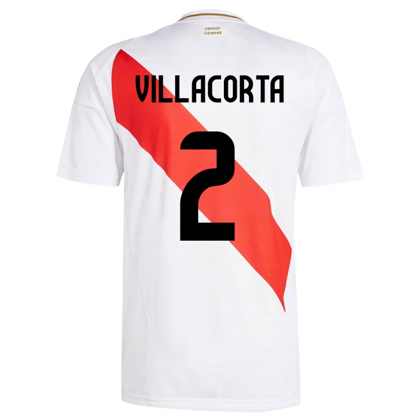 Niño Camiseta Perú Anderson Villacorta #2 Blanco 1ª Equipación 24-26 La Camisa México