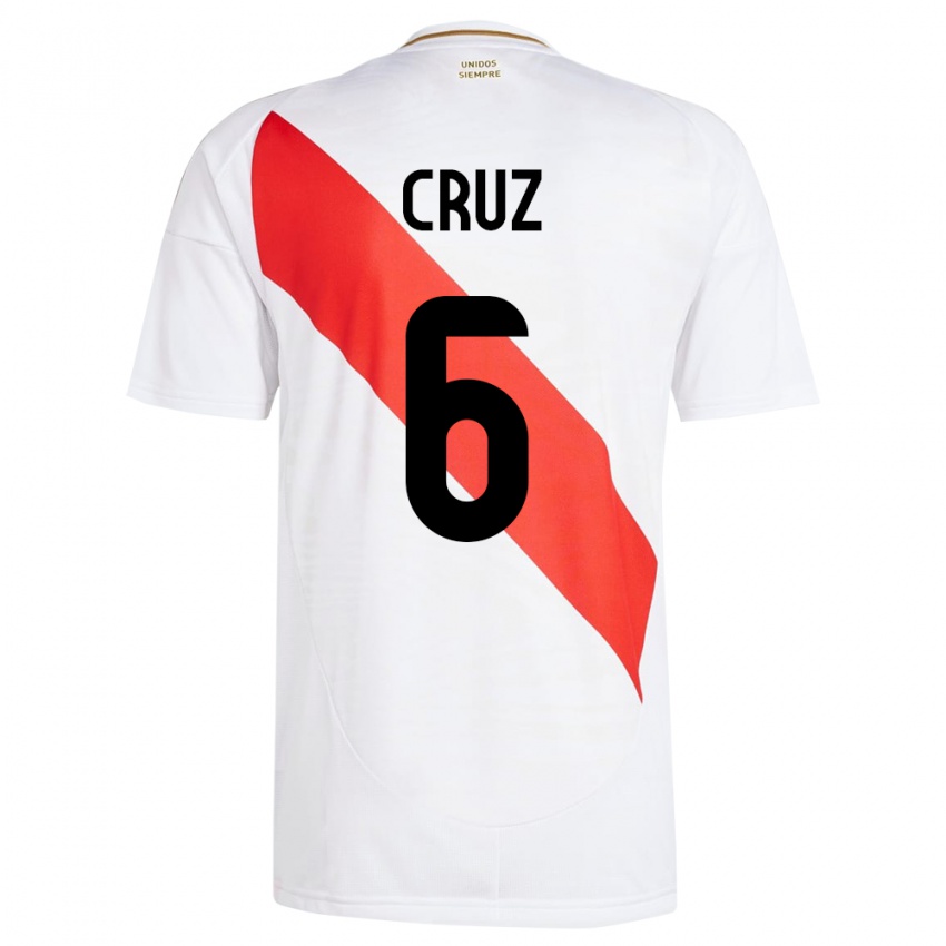 Niño Camiseta Perú Esteban Cruz #6 Blanco 1ª Equipación 24-26 La Camisa México