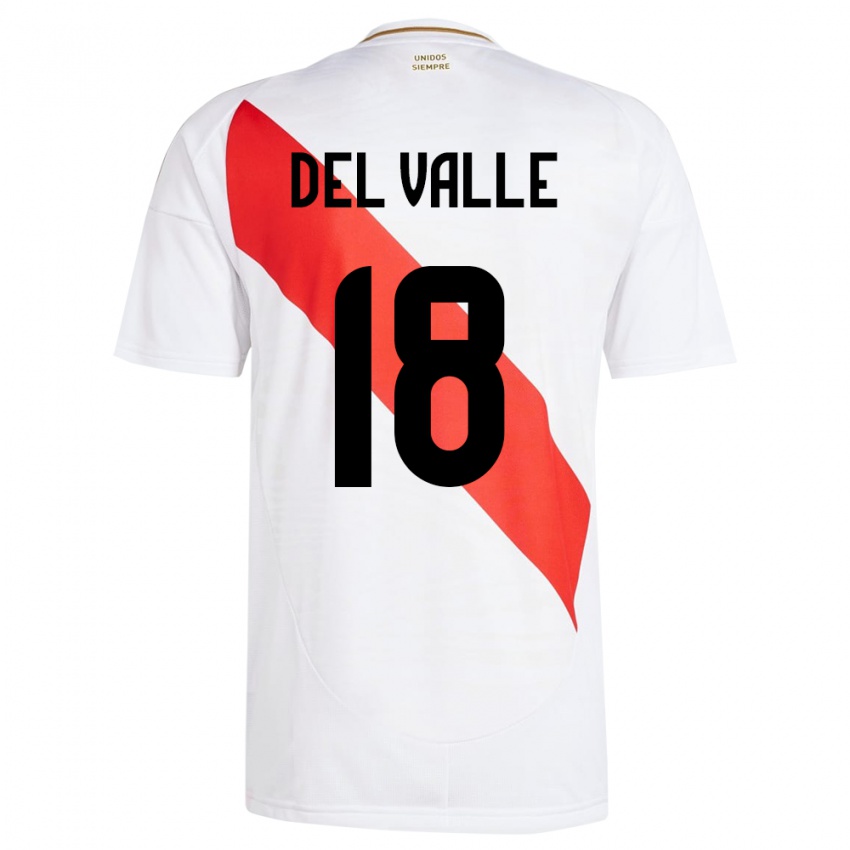 Niño Camiseta Perú Yamir Del Valle #18 Blanco 1ª Equipación 24-26 La Camisa México