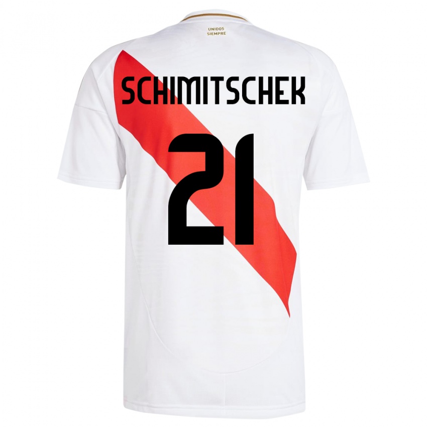 Niño Camiseta Perú Ian Schimitschek #21 Blanco 1ª Equipación 24-26 La Camisa México