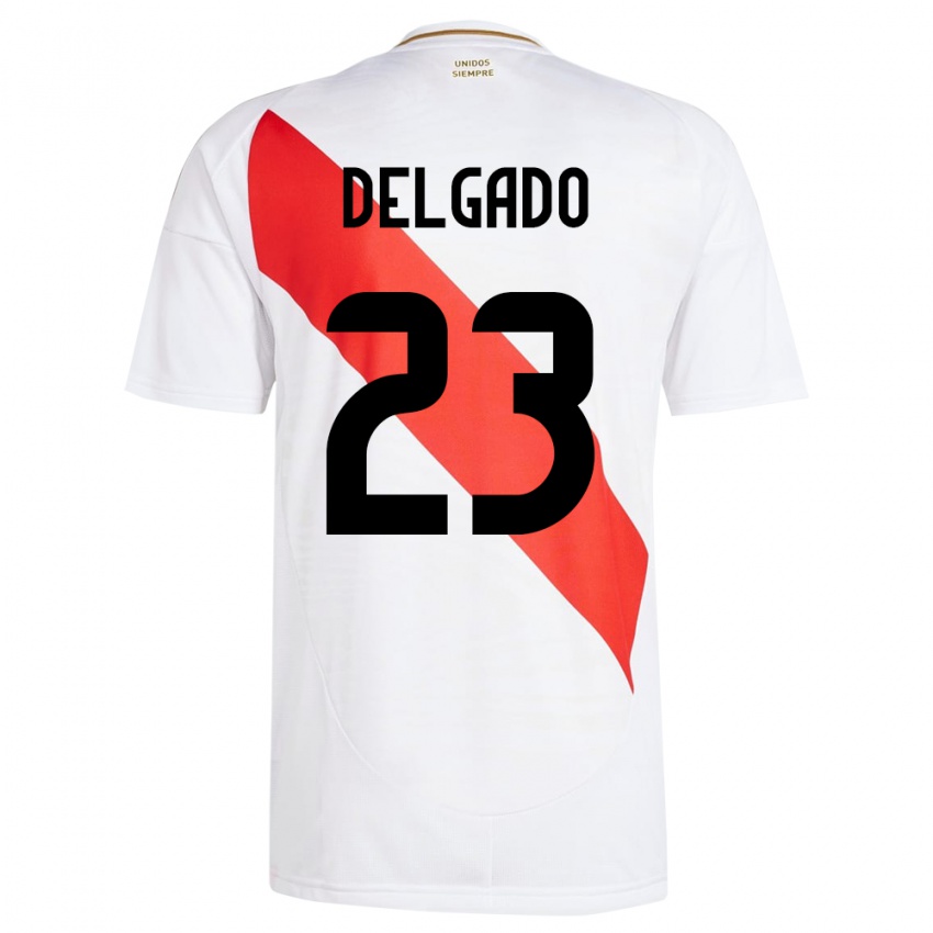 Niño Camiseta Perú Valentino Delgado #23 Blanco 1ª Equipación 24-26 La Camisa México