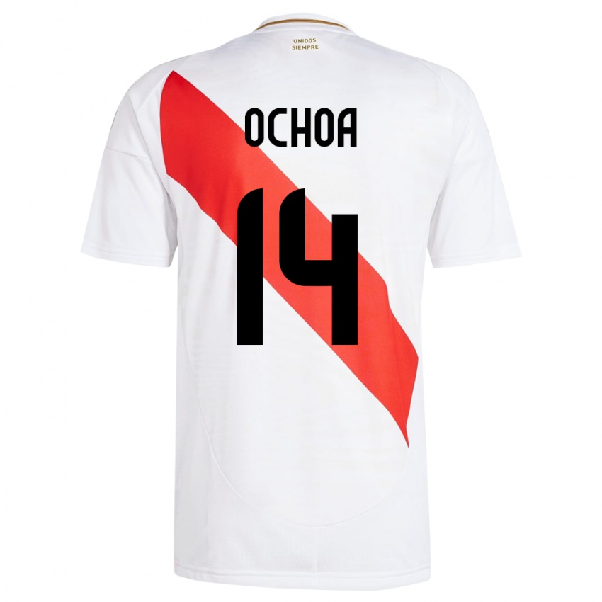 Niño Camiseta Perú Victoria Ochoa #14 Blanco 1ª Equipación 24-26 La Camisa México