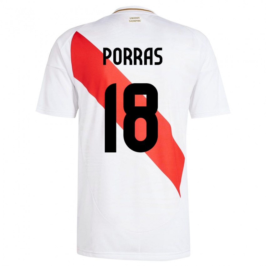 Niño Camiseta Perú Sashenka Porras #18 Blanco 1ª Equipación 24-26 La Camisa México