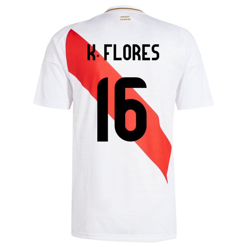 Niño Camiseta Perú Kimbherly Flores #16 Blanco 1ª Equipación 24-26 La Camisa México