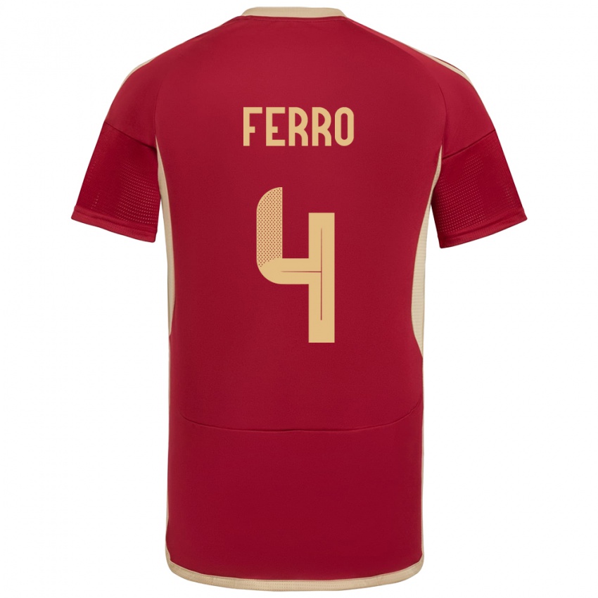 Niño Camiseta Venezuela Andrés Ferro #4 Borgoña 1ª Equipación 24-26 La Camisa México