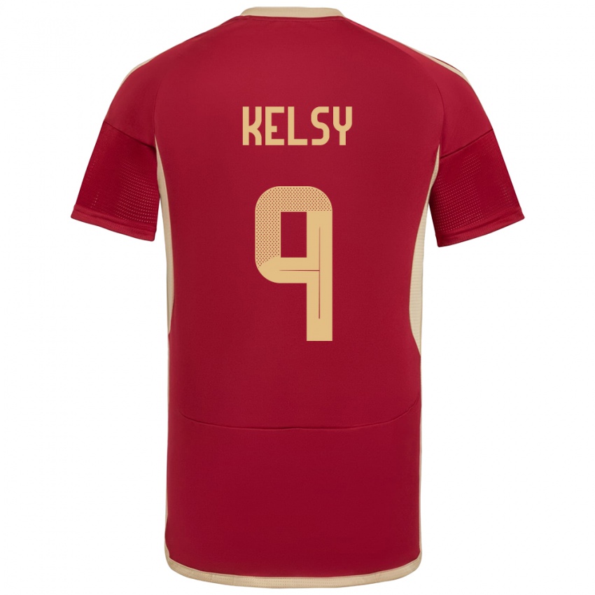 Niño Camiseta Venezuela Kevin Kelsy #9 Borgoña 1ª Equipación 24-26 La Camisa México