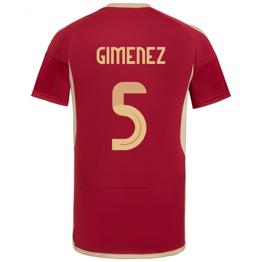 Niño Camiseta Venezuela Yenifer Giménez #5 Borgoña 1ª Equipación 24-26 La Camisa México