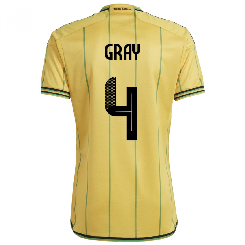 Niño Camiseta Jamaica Tayvon Gray #4 Amarillo 1ª Equipación 24-26 La Camisa México