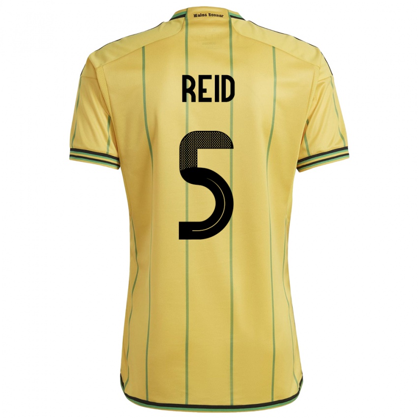 Niño Camiseta Jamaica Adrian Reid #5 Amarillo 1ª Equipación 24-26 La Camisa México